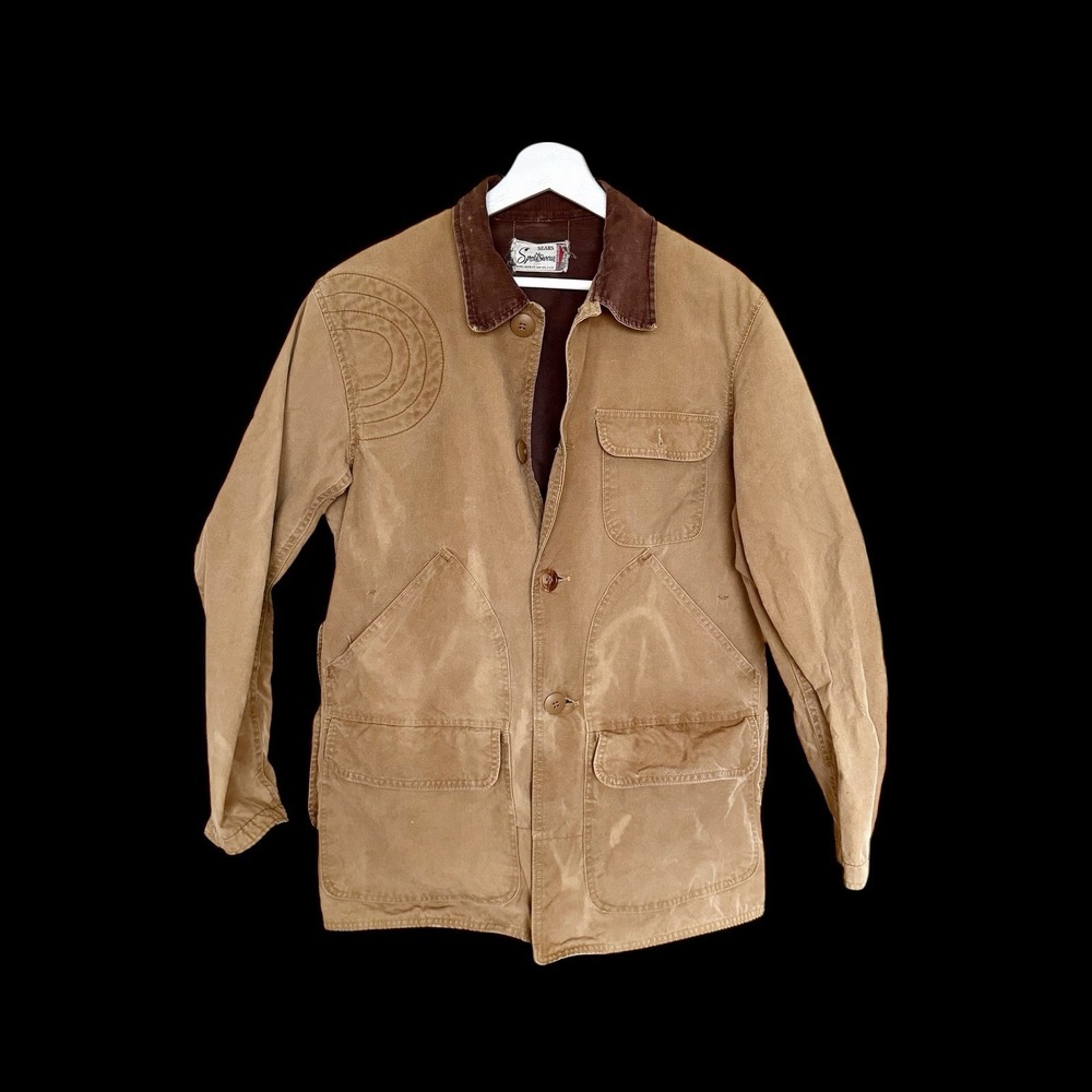 True Vintage Sears Duck Hunting Shooting Jacket Sz Sm/Med Canvas Jacket 1960s